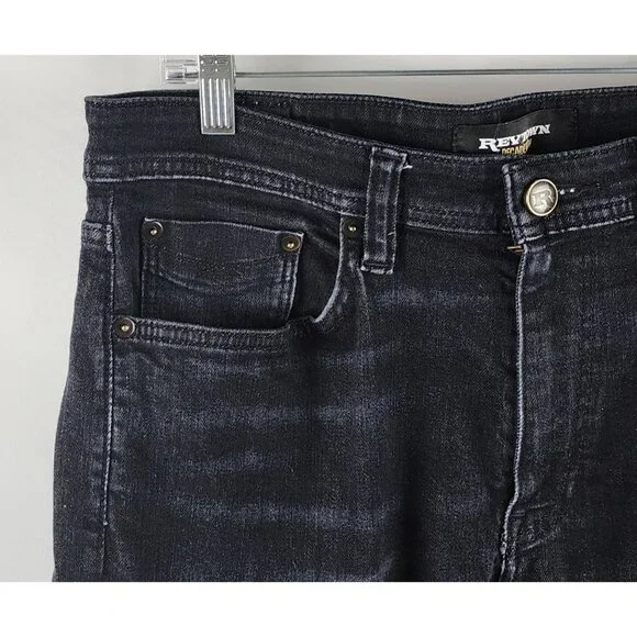 SOLD OUT Revtown Jeans Mens 34x32 Black Decade Sharp Straight Leg Denim - Picture 3 of 11